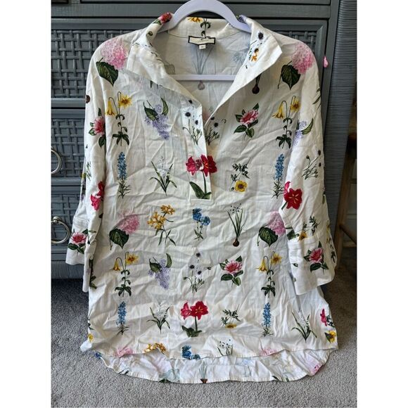 NWOT TUCKERNUCK Fresh Buds Botanical Floral Willow Collared Blouse, Med $168 B14 - Picture 3 of 8